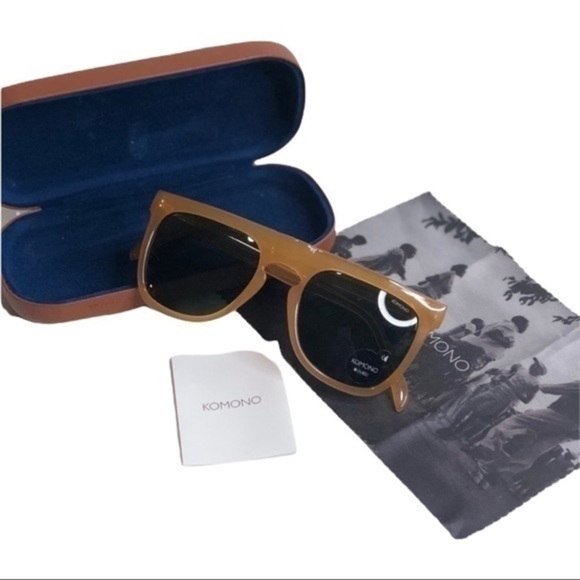 KOMONO Bennet Amber Sunglasses Flat Brow Wayfarer Chunky Frame UV400 NEW - Picture 5 of 12